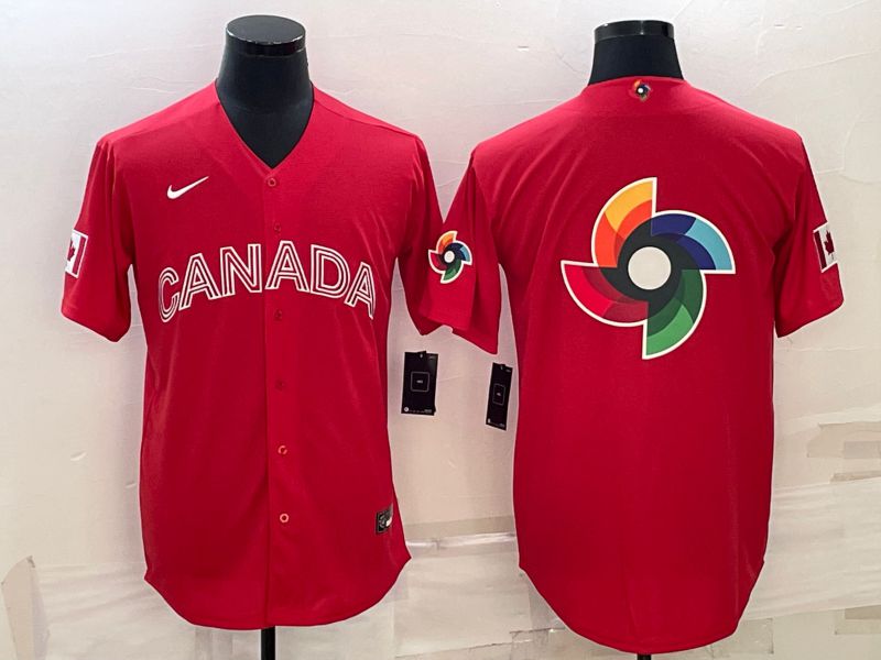 Men 2023 World Cub Canada Blank Red Nike MLB Jersey6